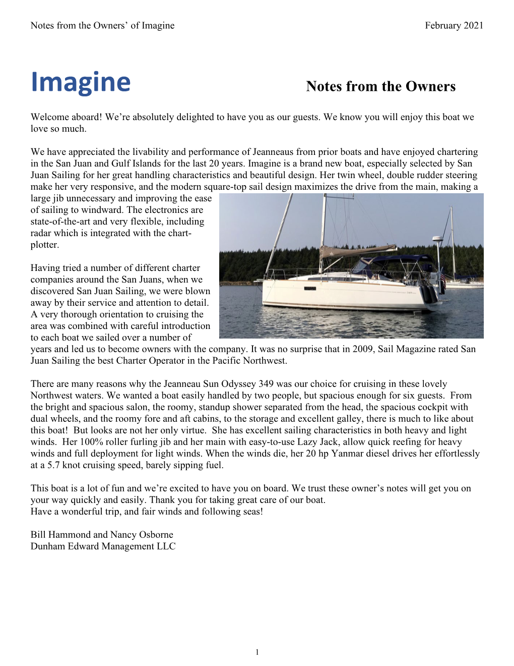 Notes from the Owners of Imagine