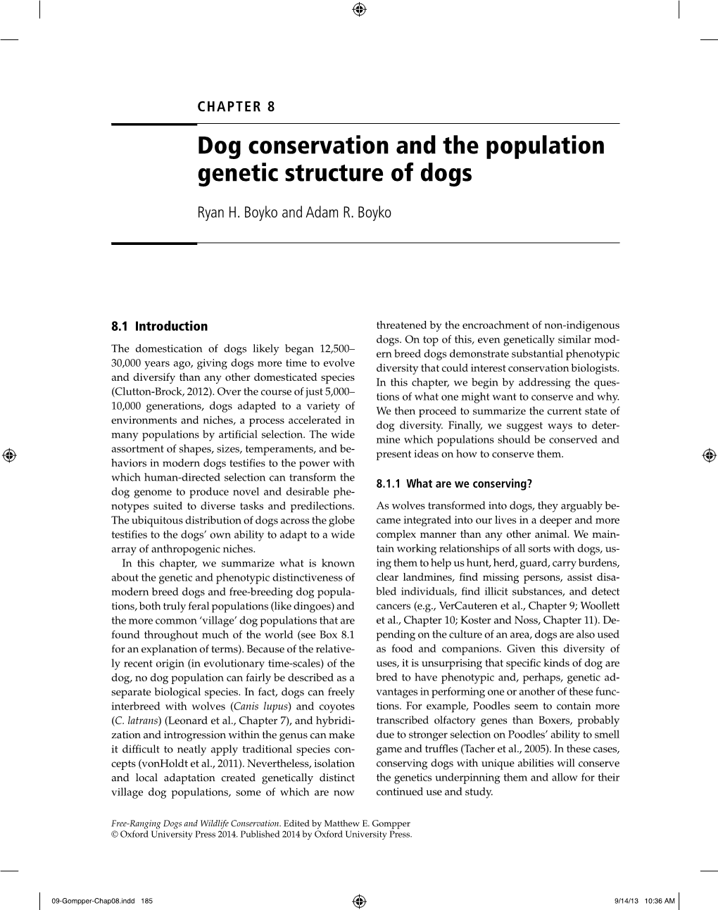 Dog Conservation and the Population Genetic Structure of Dogs