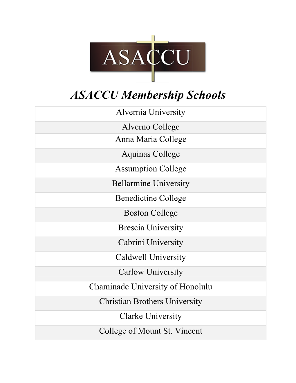 ASACCU Membership Schools