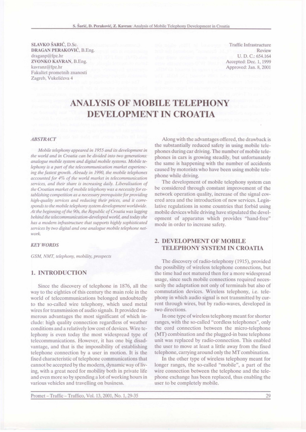 Analysis of Mobile Telephony Development in Croatia