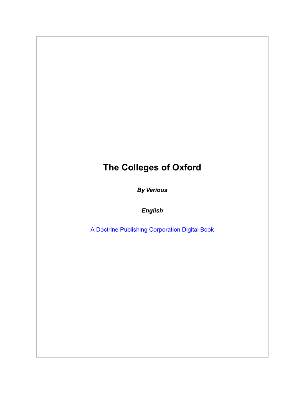 The Colleges of Oxford