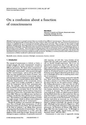 On a Confusion About a Function of Consciousness