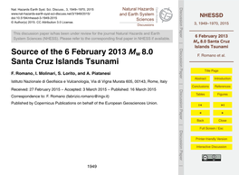 6 February 2013 Mw8.0 Santa Cruz Islands Tsunami