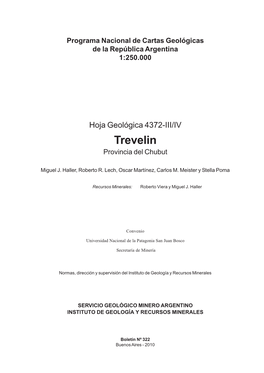 Hoja Geológica 4372-III/IV Trevelin Provincia Del Chubut