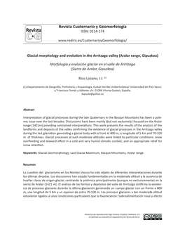 Revista Cuaternario Y Geomorfología ISSN: 0214-174