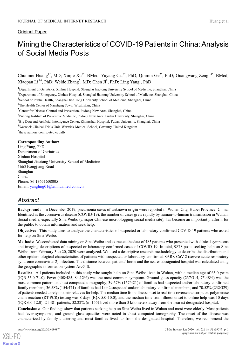 Mining the Characteristics of COVID-19 Patients in China: Analysis of Social Media Posts