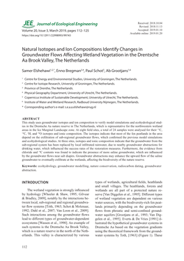 Natural Isotopes and Ion Compositions Identify Changes in Groundwater Flows Affecting Wetland Vegetation in the Drentsche Aa Brook Valley, the Netherlands