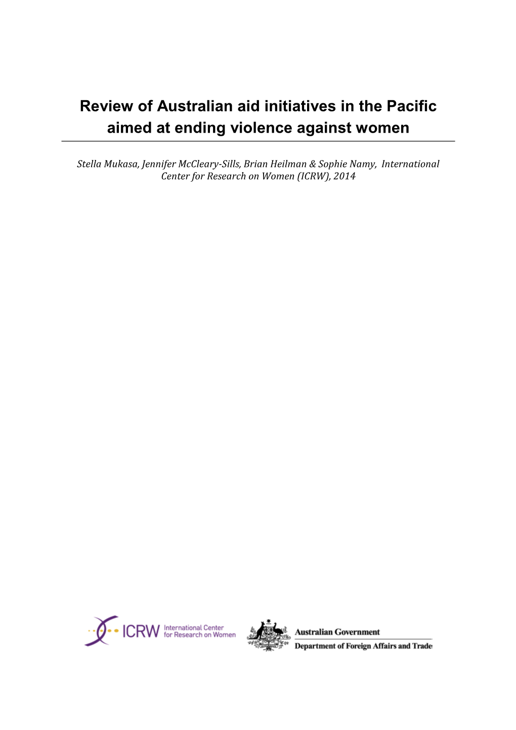 Review of Australian Aid Initiatives in the Pacific Aimed at Ending Violence Against Women