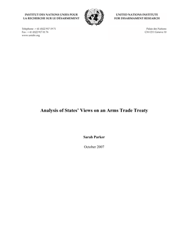 Analysis of States' Views on an Arms Trade Treaty