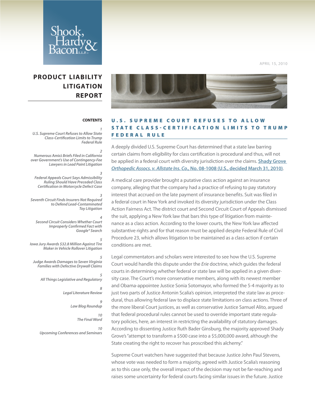 Product Liability Litigation Report