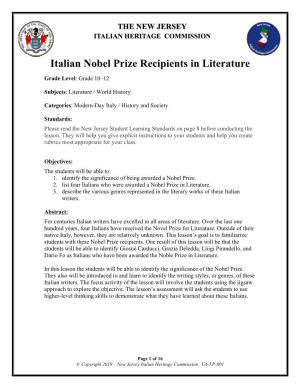 Italian Nobel Prize Recipients in Literature