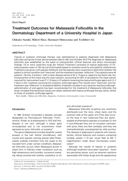 Treatment Outcomes for Malassezia Folliculitis in the Dermatology Department of a University Hospital in Japan