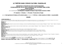 Le Théâtre Dans L'espace Culturel Yougoslave