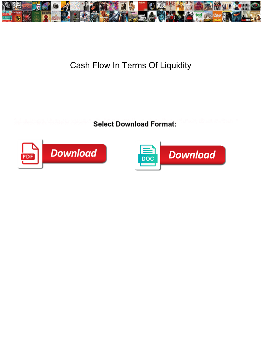 Cash Flow in Terms of Liquidity