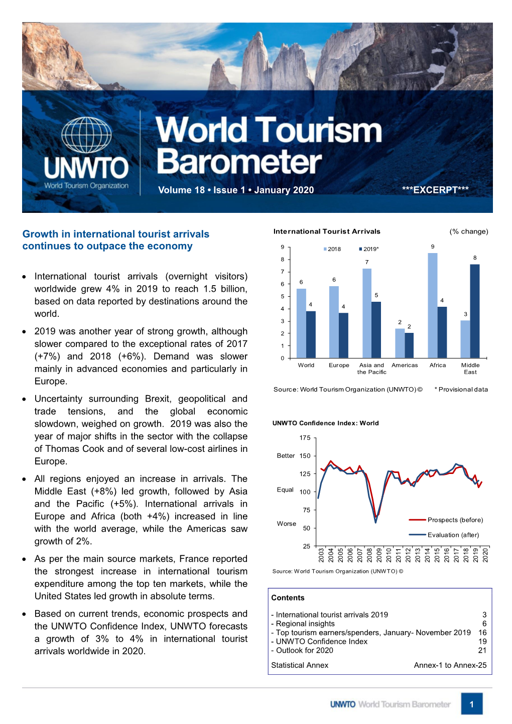 UNWTO World Tourism Barometer January 2020 EXCERPT