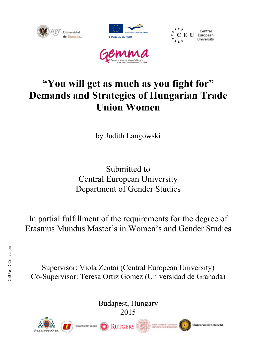 Demands and Strategies of Hungarian Trade Union Women