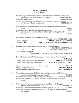 2005 State Latin Forum Certamen