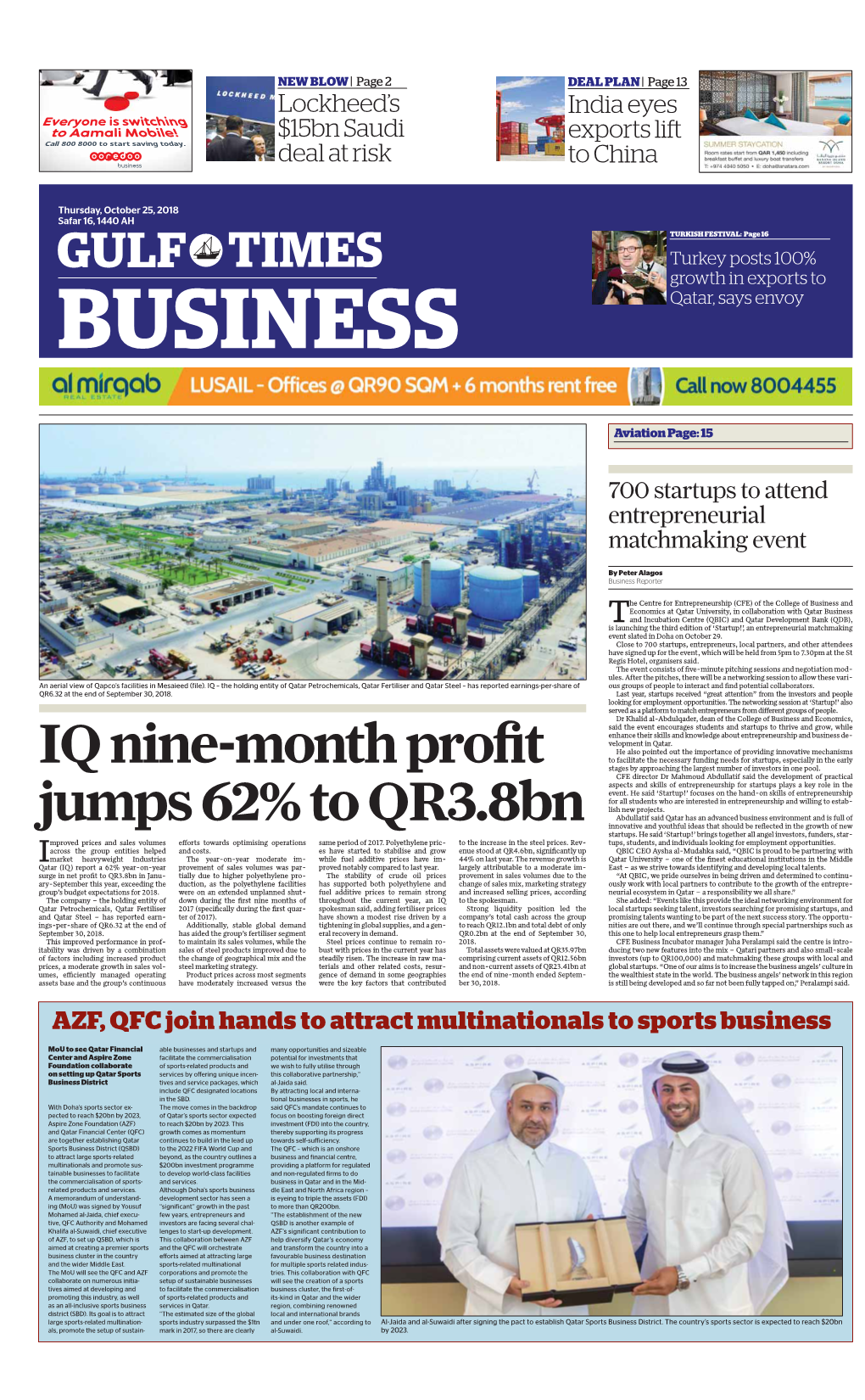 IQ Nine-Month Profit Jumps 62% to QR3.8Bn