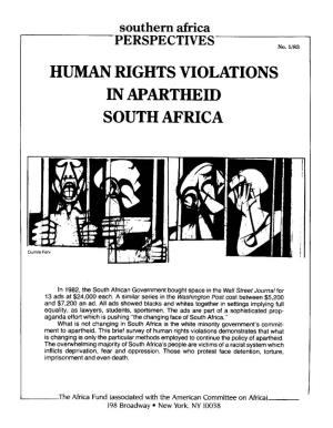 Human Rights Violations in Apartheid South Africa