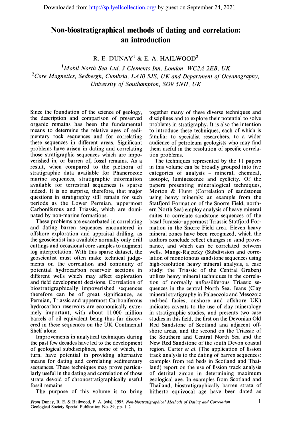 Non-Biostratigraphical Methods of Dating and Correlation: an Introduction