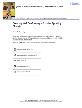 Creating and Confirming a Positive Sporting Climate