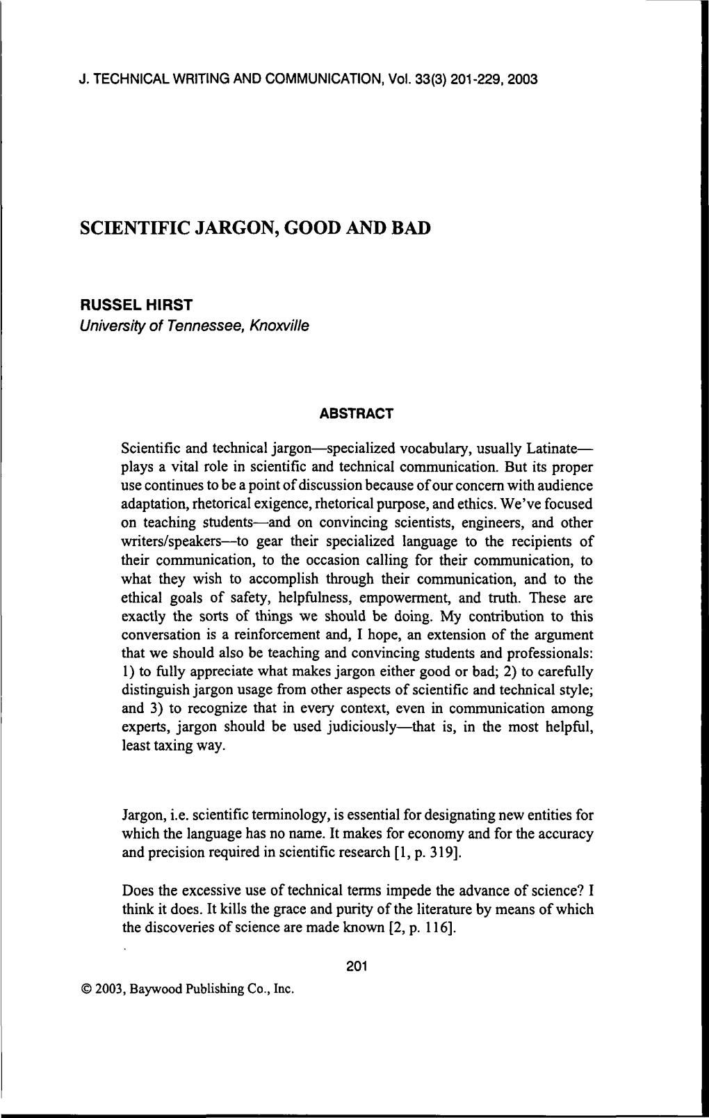 Scientific Jargon, Good and Bad