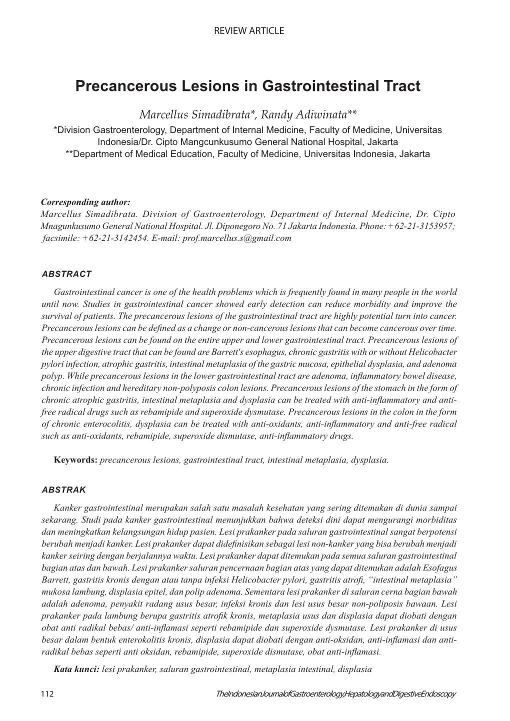 Precancerous Lesions in Gastrointestinal Tract