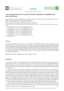 A New Species and Two New Records of Amanita (Amanitaceae; Basidiomycota) from South Korea