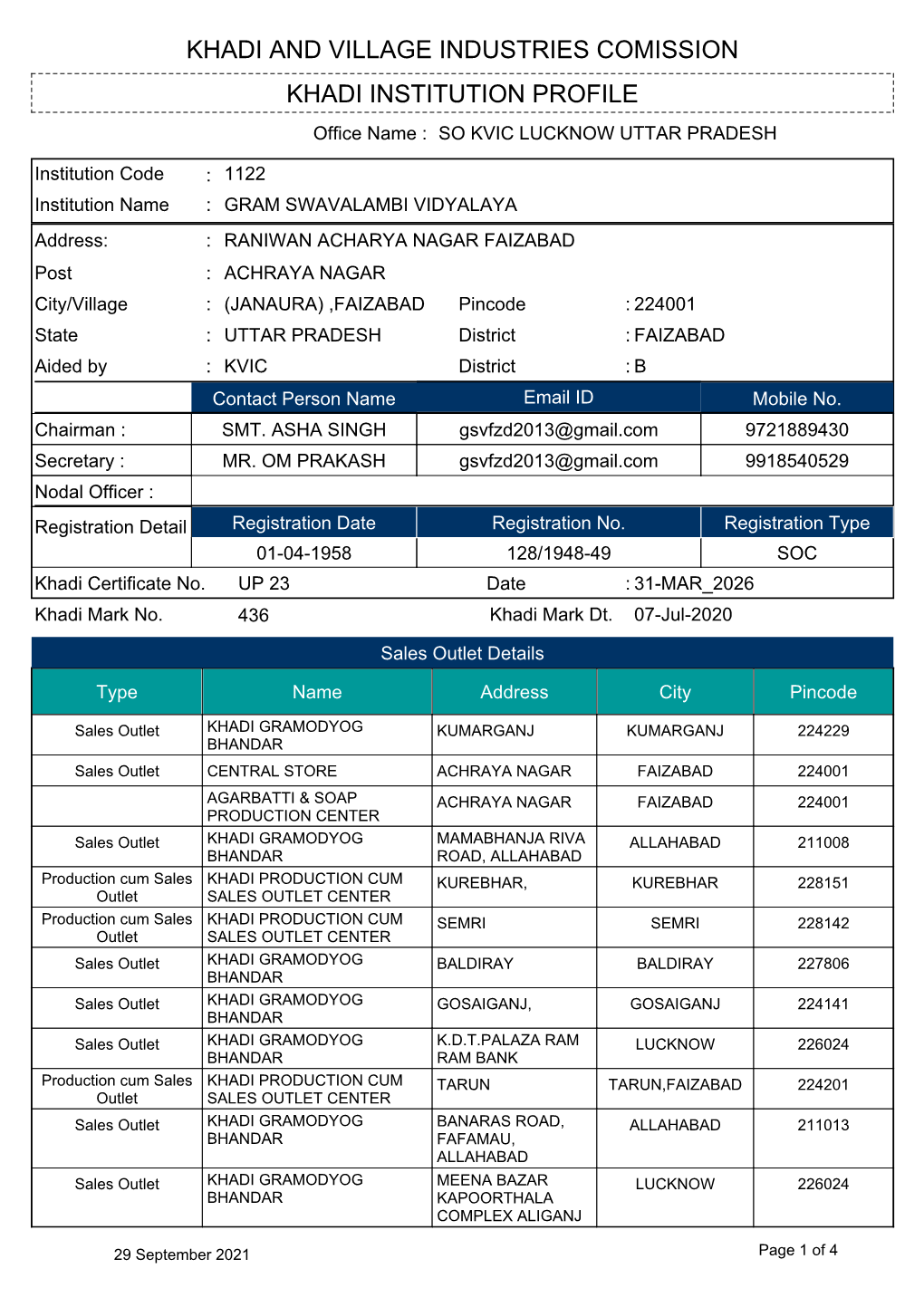 Khadi Institution Profile Khadi and Village