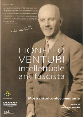 LIONELLO VENTURI Intellettuale Antifascista