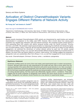 Activation of Distinct Channelrhodopsin Variants Engages Different Patterns of Network Activity