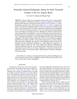 Potentially Induced Earthquakes During the Early Twentieth Century in the Los Angeles Basin by Susan E