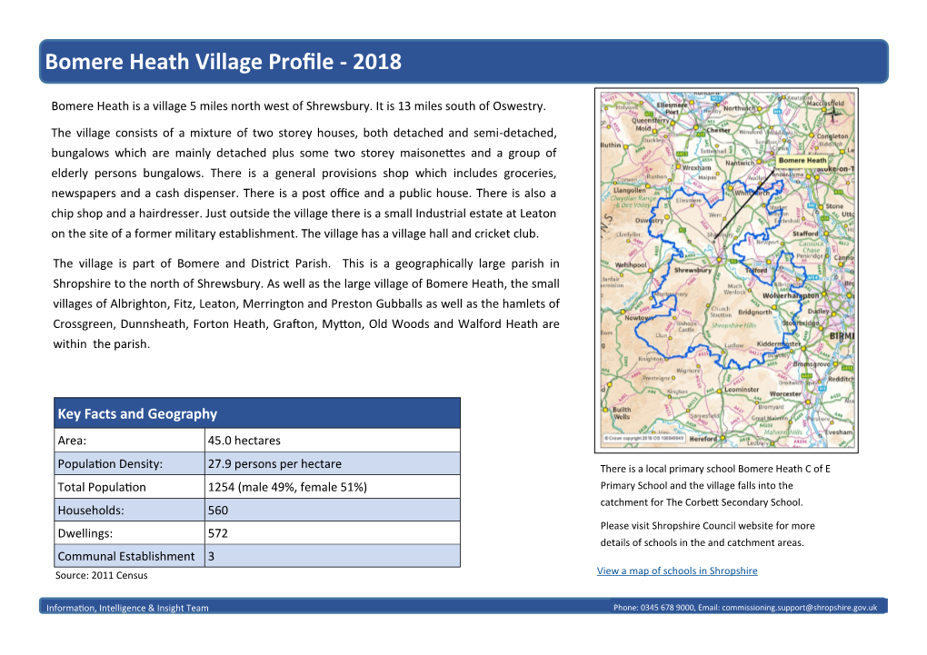 Bomere Heath Village Profile - 2018