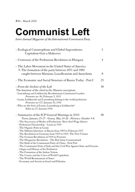 Communist Left Semi-Annual Magazine of the International Communist Party