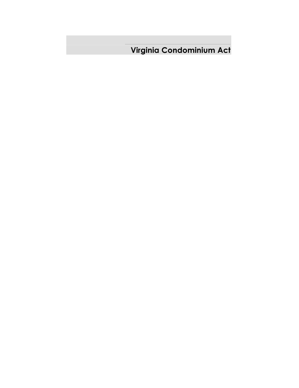 Virginia Condominium Act