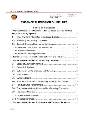 1 General Submission Guidelines for Evidence Control Centers, LIMS, and Pre-Log System