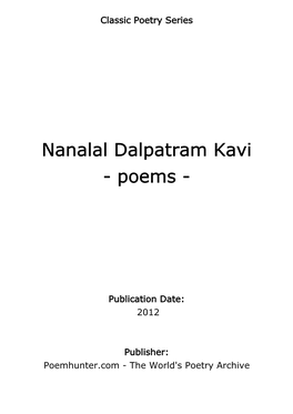 Nanalal Dalpatram Kavi - Poems