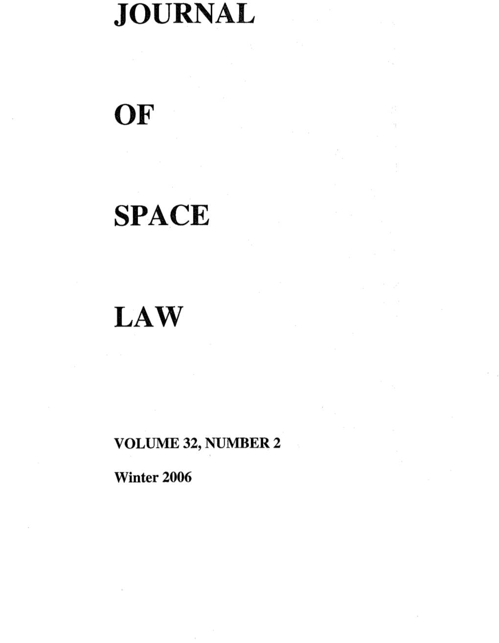 JOURNAL of SPACE Law