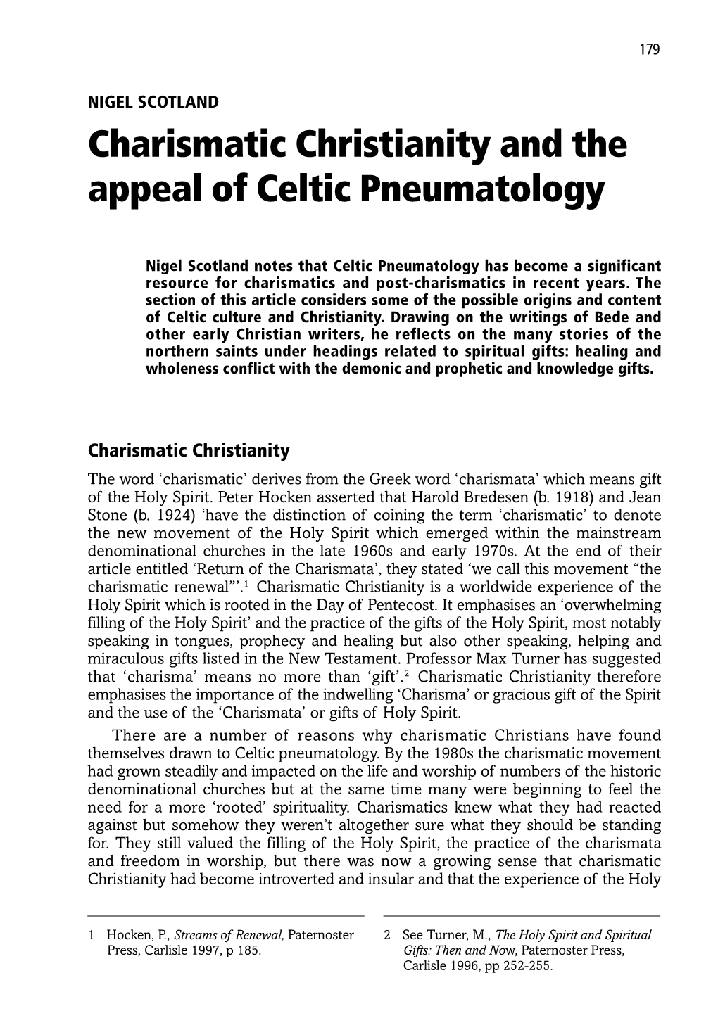 Charismatic Christianity and the Appeal of Celtic Pneumatology