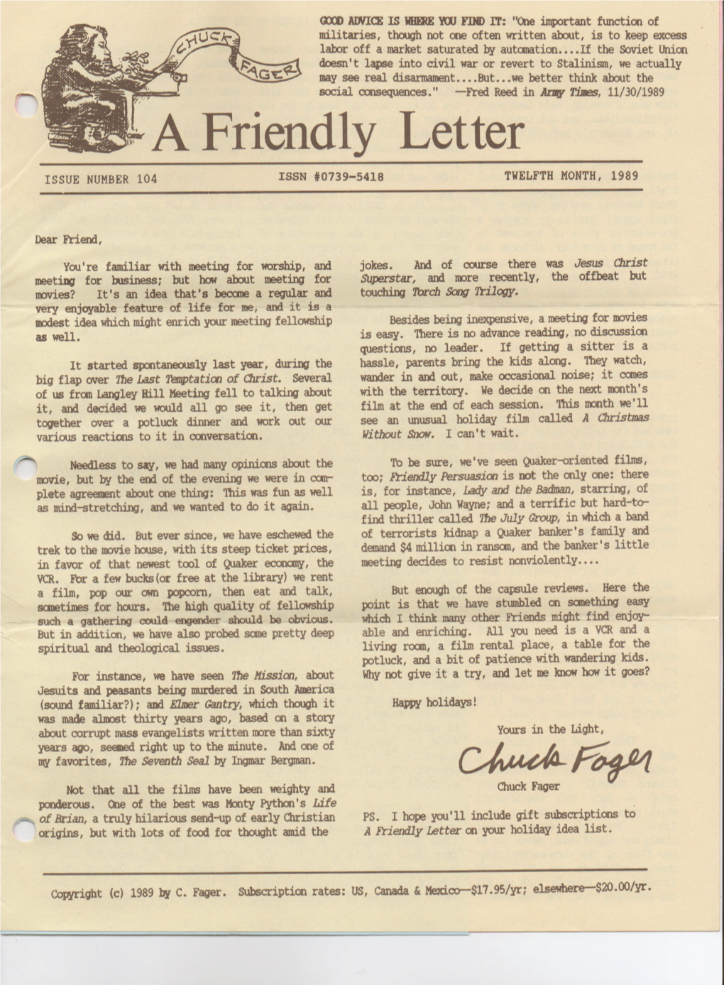 A Friendly Letter