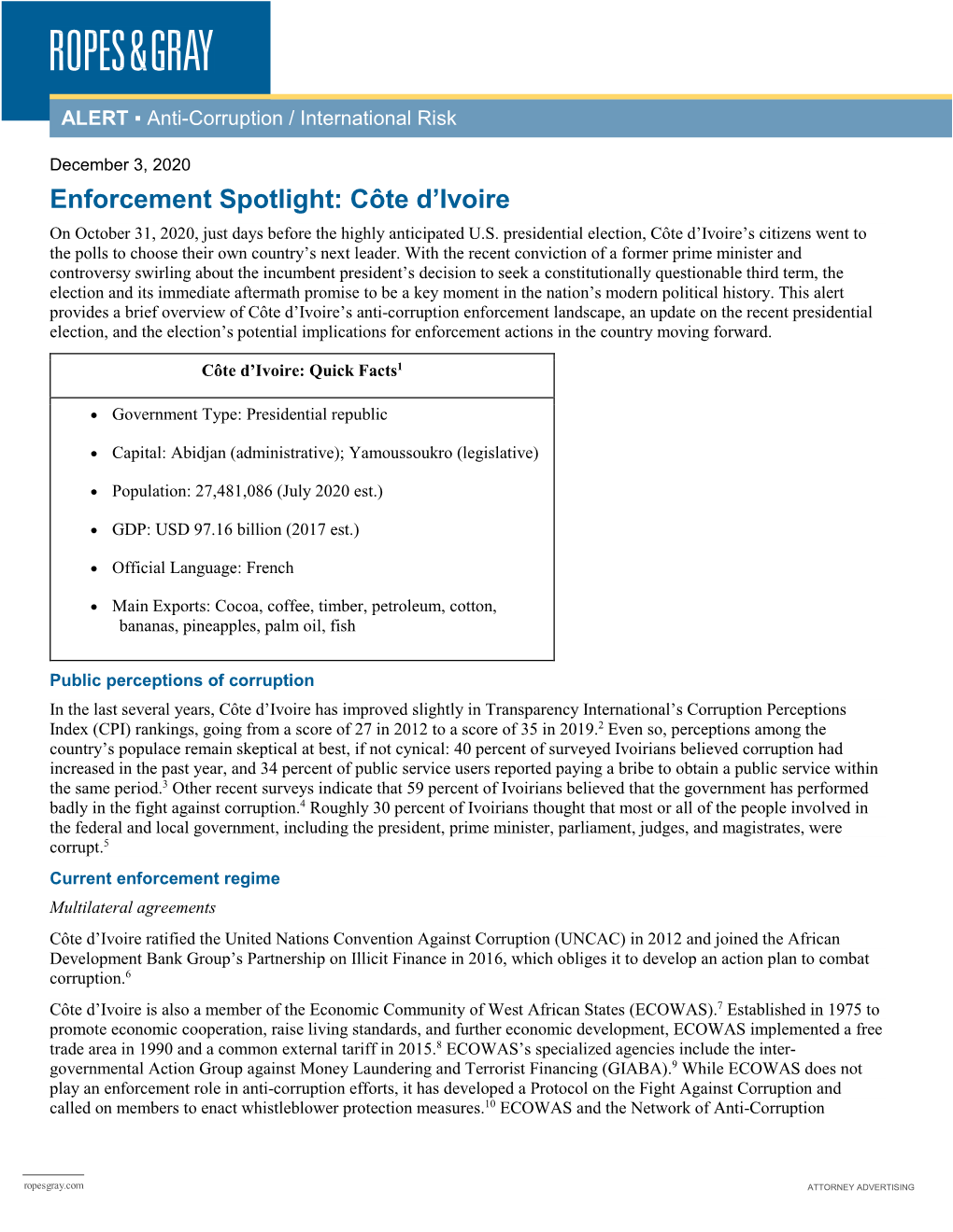 Enforcement Spotlight: Côte D'ivoire