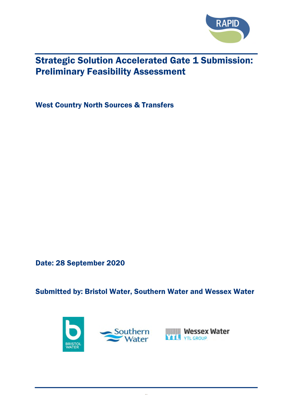 Strategic Solution Accelerated Gate 1 Submission: Preliminary Feasibility Assessment