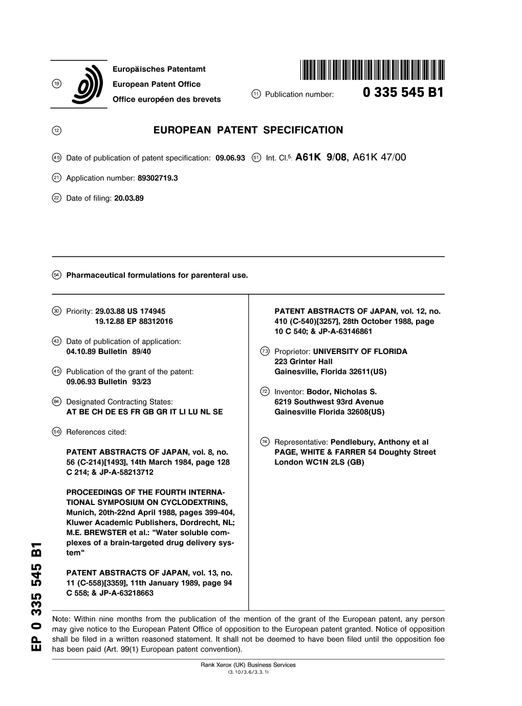 Pharmaceutical Formulations for Parenteral Use