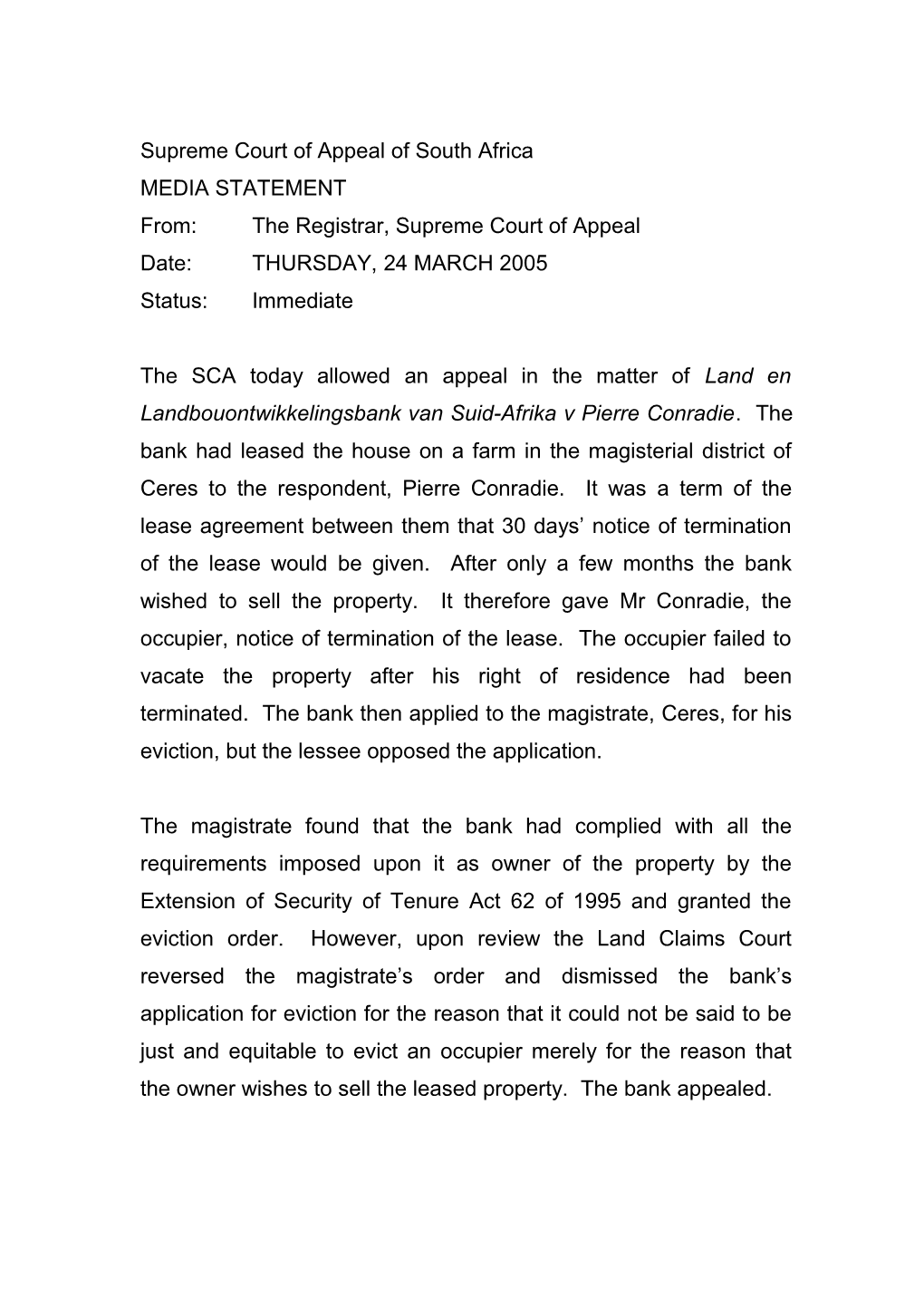 Supreme Court of Appeal of South Africa s5