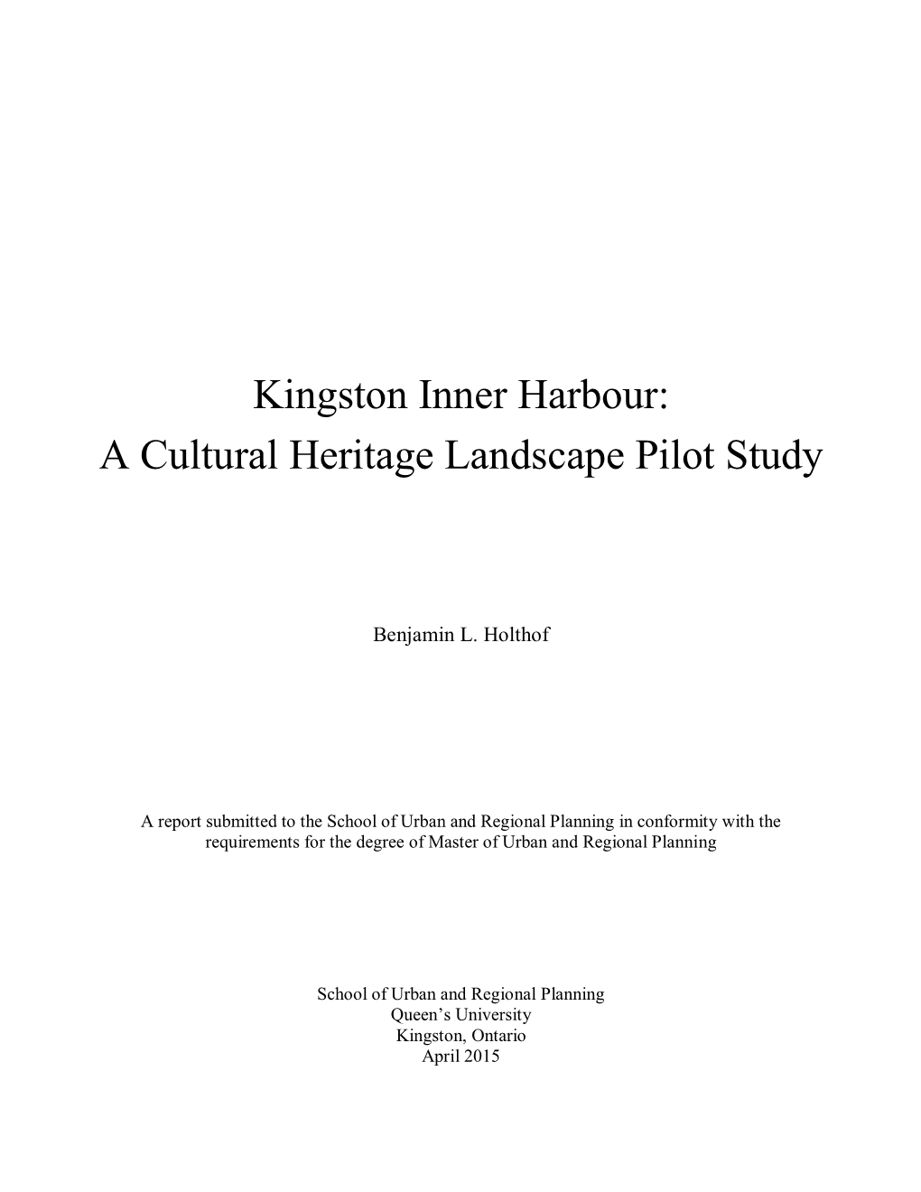 Kingston Inner Harbour Cultural Heritage Landscape Pilot