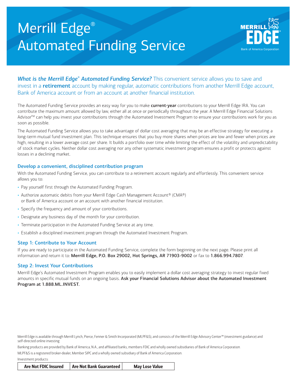 Merrill Edge® Automated Funding Service