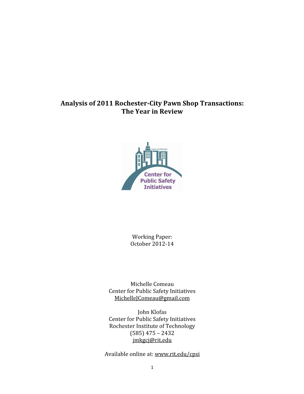 Analysis of 2011 Rochester-City Pawn Shop Transactions: the Year in Review