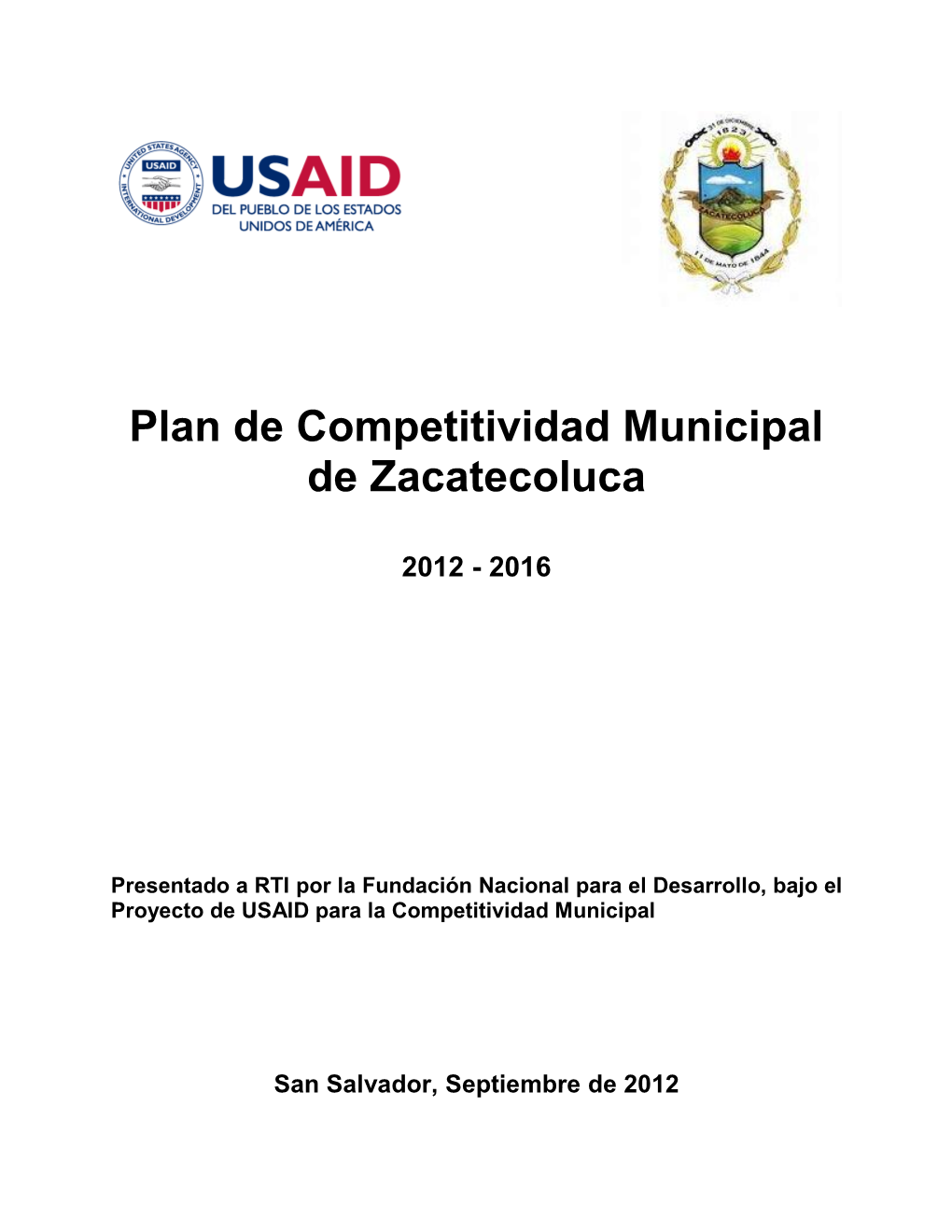 Plan De Competitividad Municipal De Zacatecoluca