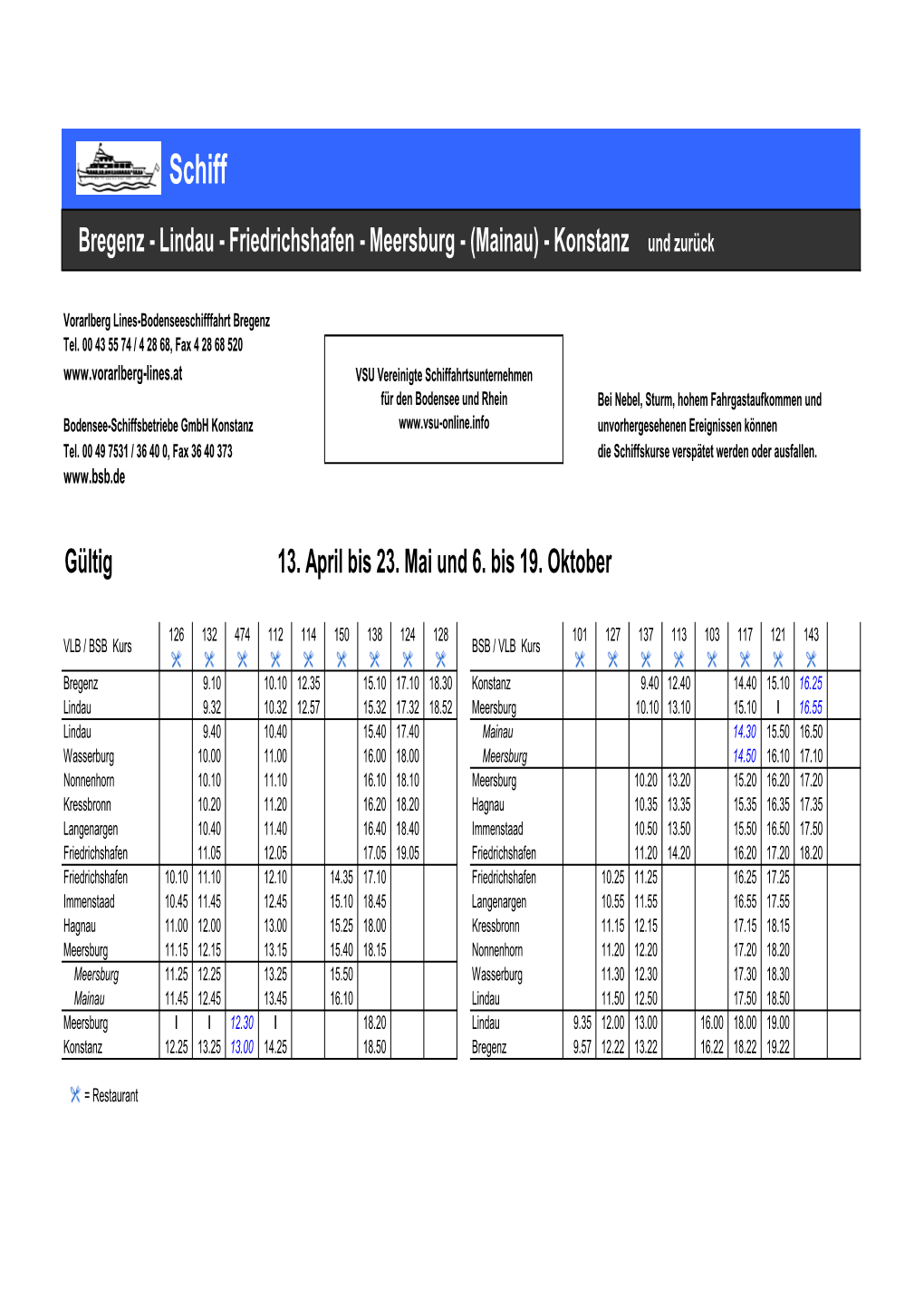 Bregenz - Lindau - Friedrichshafen - Meersburg - (Mainau) - Konstanz Und Zurück