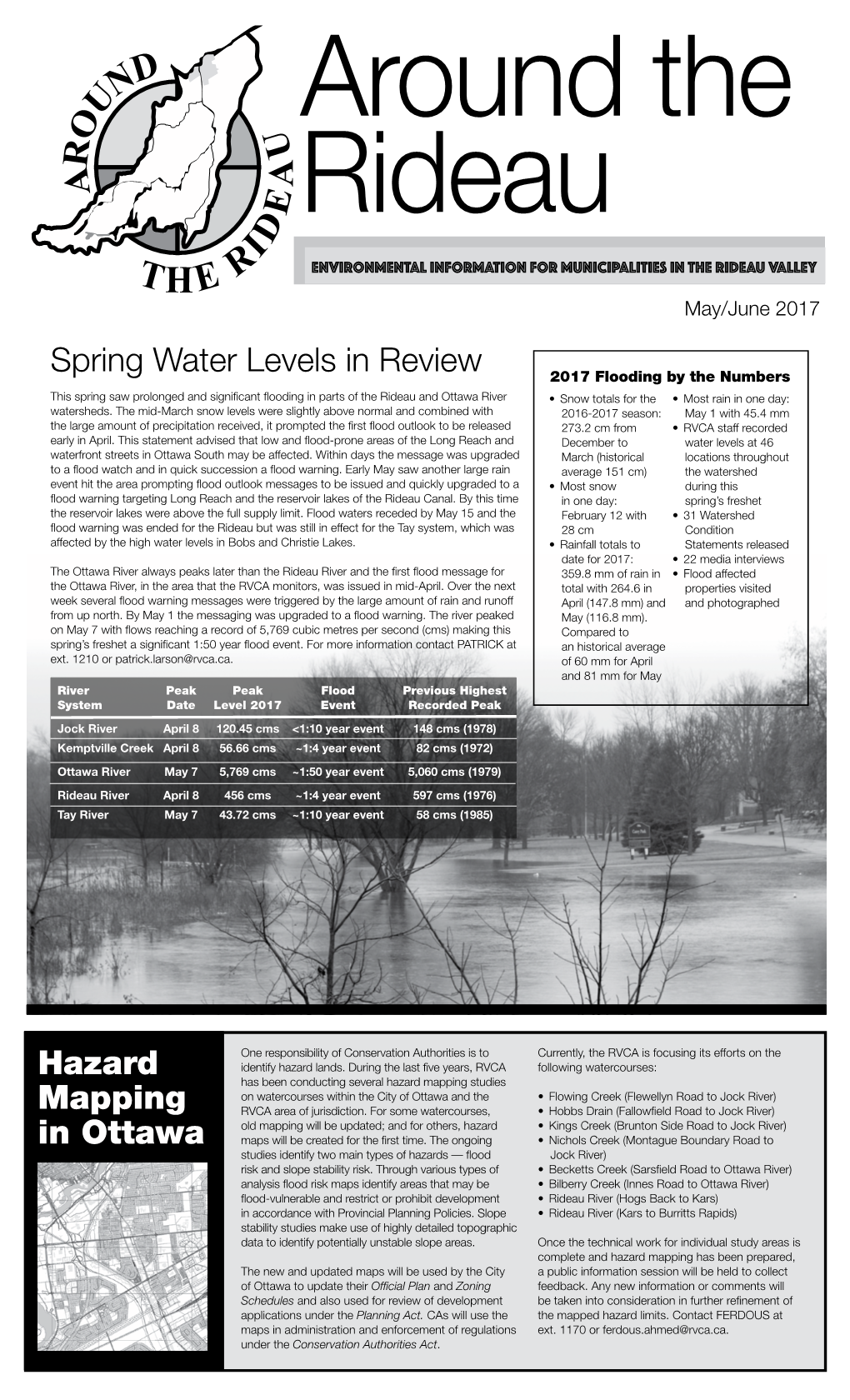 Spring Water Levels in Review Hazard Mapping in Ottawa